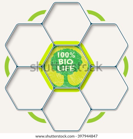 Set of seven hexagons for your text and bio symbol