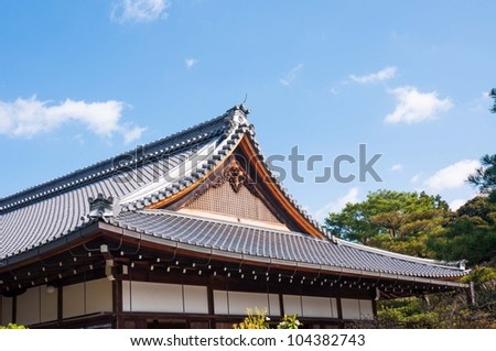 The priest\'s living quarters roof at Kinkakuji temple, Kyoto, Ja