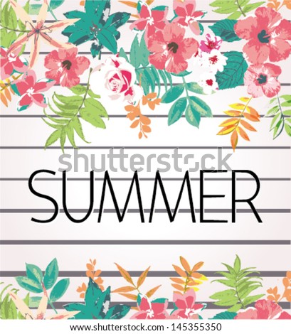 greeting card tropical flower summer holiday vector pattern background
