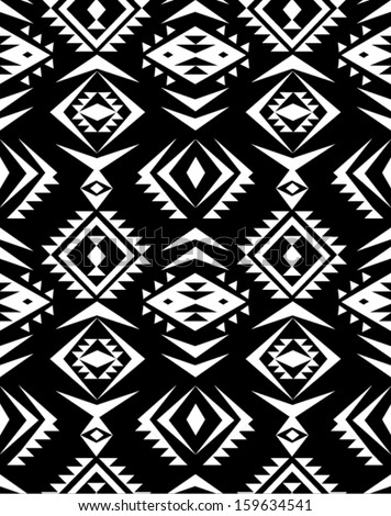 Seamless Black And White Aztec Print Pattern Background Stock Vector ...