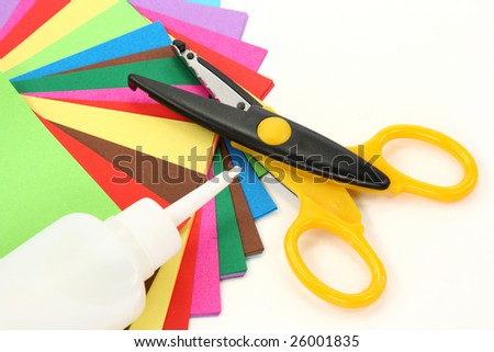 Paper set isolated on white background