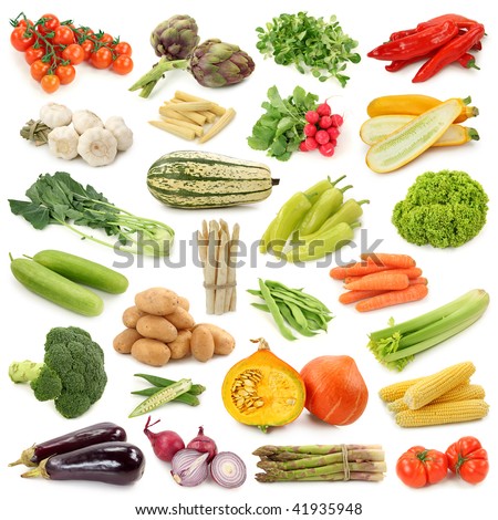 Vegetable Collection Isolated On A White Background. Stock Photo ...