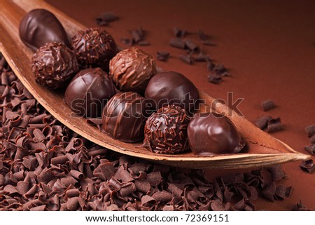 Group of chocolate close up