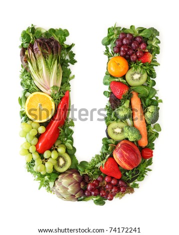 Fruit and vegetable alphabet - letter U