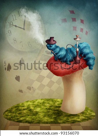 The Hookah Smoking Caterpillar From Alice In Wonderland Stock Photo ...