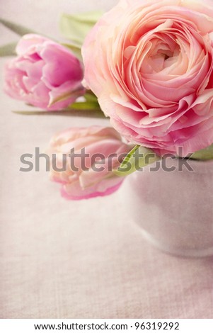 Pink flowers in a vase