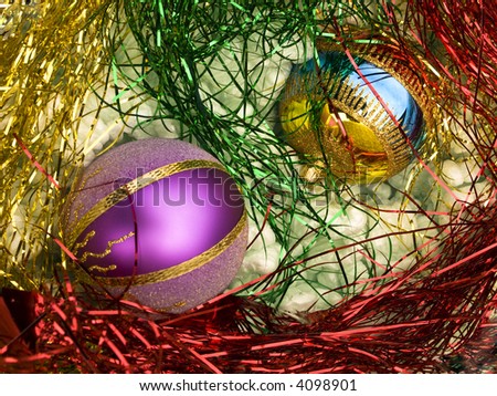 Colorful Christmas decoration balls stored in packing material