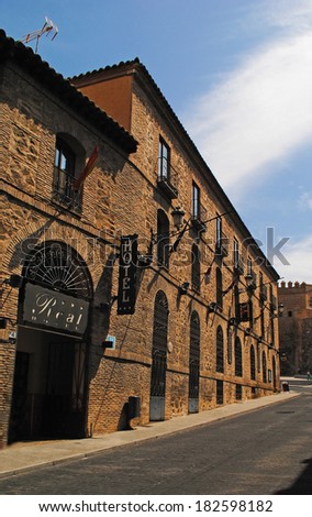 TOLEDO, SPAIN - AUGUST 19, 2011. The old hotel building in Old Town on August 19, 2011 in Toledo, Spain.