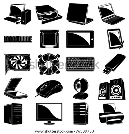 Computer Icon Set Stock Vector Illustration 96389750 : Shutterstock