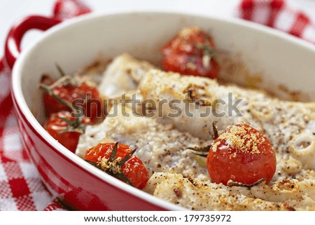 Baked kingklipÃ?Â fish with cherry tomatoes