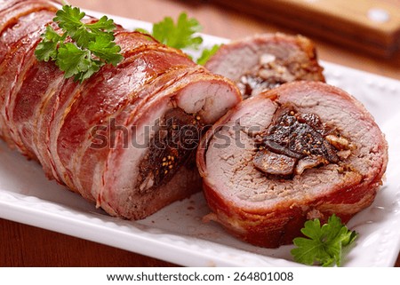 Similar – Image, Stock Photo Meat stuffed with apricot.