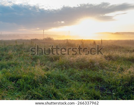 sunrise field summer landscape beautiful sunny calm