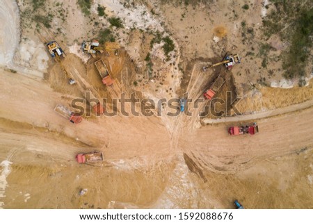 Similar – Image, Stock Photo Construction area from top view of a drone