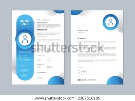 Professional Modern Clean CV Resume Template. Stylish blue and gray vector design file.