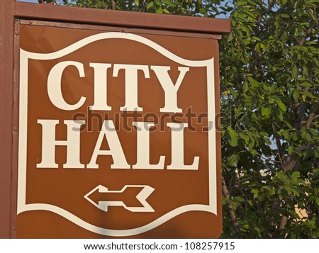 City Hall sign - seen in Des Moines, Iowa