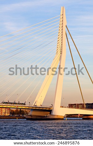 Erasmus Bridge in Rotterdam. Rotterdam, South Holland, Netherlands.