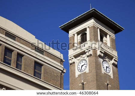 Clock tower in Little Rock, Arkansas. Union Station.