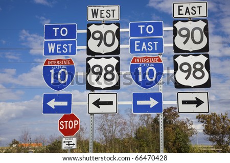 Set Of Road Signs - Seen In Mobile, Alabama. Stock Photo 66470428 ...