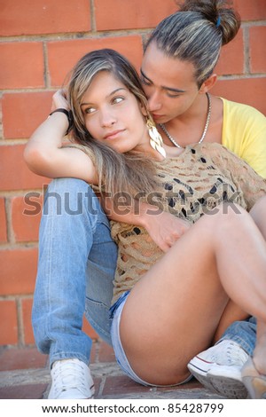 Couple in love embraced in tender position