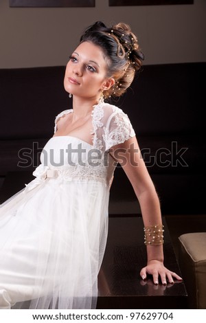 candid portrait of young relaxed bride