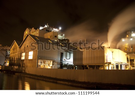 industrial chemical fatory workings at night