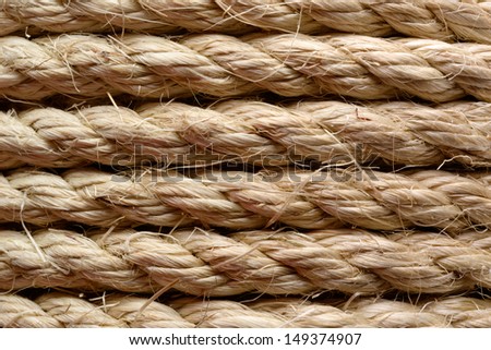 Backgrounds and textures: sisal rope arranged as background, close-up shot