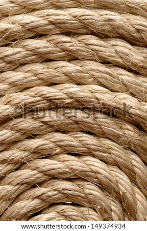 Backgrounds and textures: sisal rope arranged as background, close-up shot