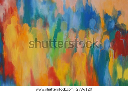 people silhouettes painting in rainbow colors to use as background