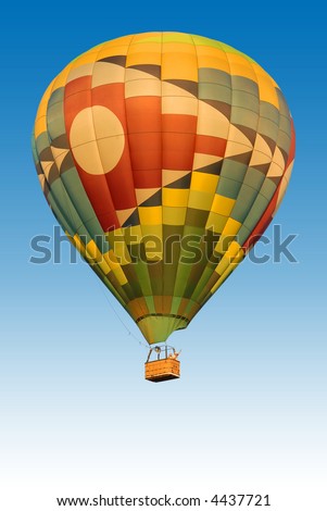 hot air balloon with clear blue sky background
