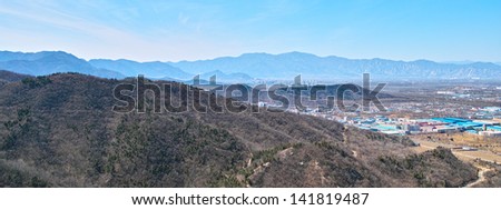 See north-west of the town and mountains from the Beijing Baiwangshan Peak