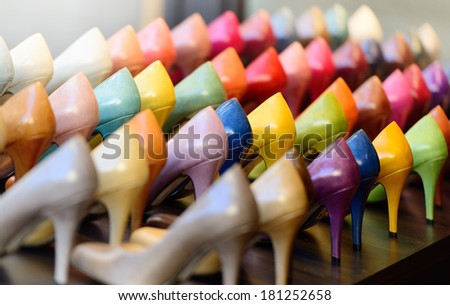Generic womens shoes in rows