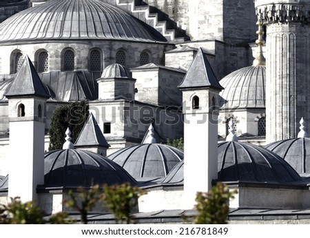The Blue Mosque, (Sultanahmet Camii), Istanbul, Turkey - close up