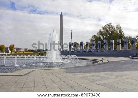View of the Washington Monument and the World War II Memorial in DC