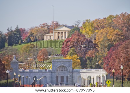 Arlington Cemetery Memorial Entrance and former home of Robert E. Lee Virginia ,at Fall