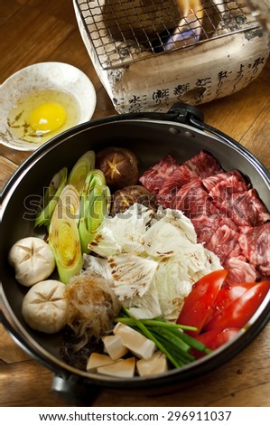 Sukiyaki Fresh marbled Beef slices, Vegetable, Dinner Set