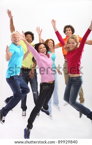 Young people jumping with joy