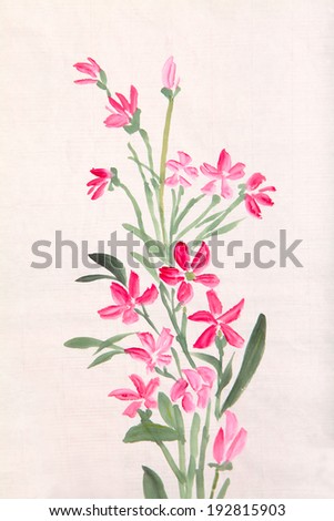 pink and red flower,Traditional chinese ink and wash painting.