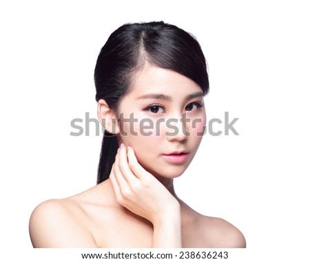 Beautiful Skin care woman Face isolated on white background. asian Beauty