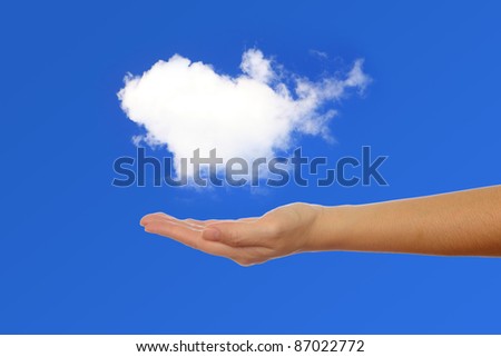 hand holding a white cloud,  concept for cloud computing or eco issue