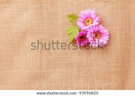 linen texture background with beautiful flowers