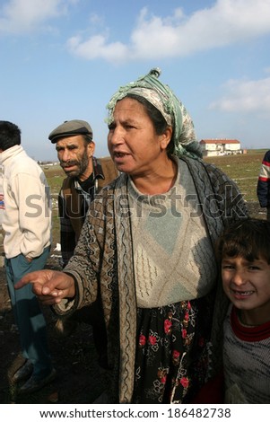 ISTANBUL, TURKEY - JANUARY 8: Gypsy woman at Silivri Gypsy Camp on January 8, 2008 in Istanbul, Turkey.