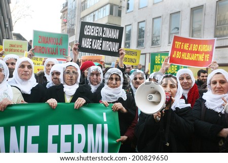 ISTANBUL, TURKEY - JANUARY 17: The Peace Mothers (Turkish= Baris Anneleri) is a women\'s civil rights movement in activism at Galatasaray Square on January 17, 2009 in Istanbul, Turkey.
