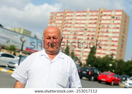 ISTANBUL, TURKEY - AUGUST 9: Turkish businessman, real estate agent and building contractor Veli Gocer portrait on August 9, 2012 in Istanbul, Turkey. Veli Gocer is remembered on 17 August earthquake.