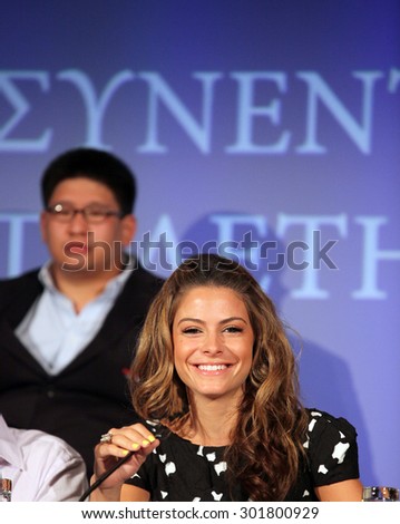 ATHENS, GREECE - JUNE 25: Greek-American actress, journalist and TV hostess Maria Menounos portrait on June 25, 2011 in Athens, Greece. She is abroad for co-hosting the Eurovision Song Contest 2006.