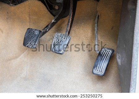 Old car pedals; Clutch, Brake and Accelerator