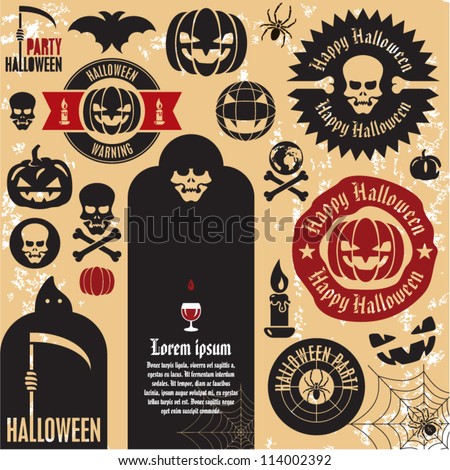 Halloween party labels and icons collection. Halloween pumpkin.