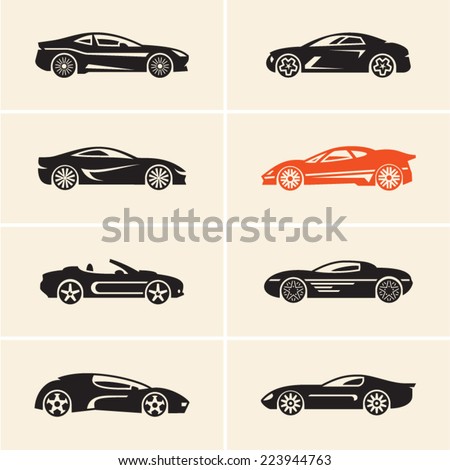 Vector car icons. Sport cars.