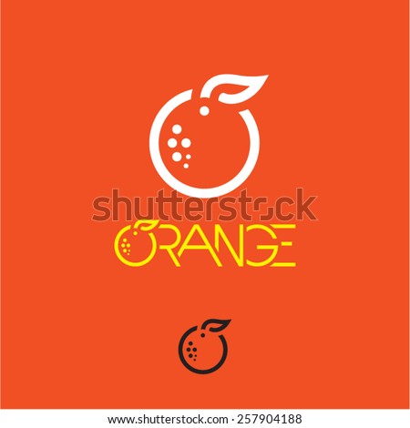 Orange icon. Mandarin icon. Mandarin orange label.