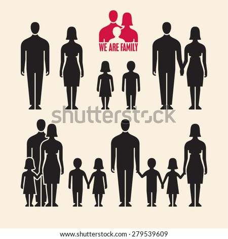 Family icons. People icons. People vector silhouette.