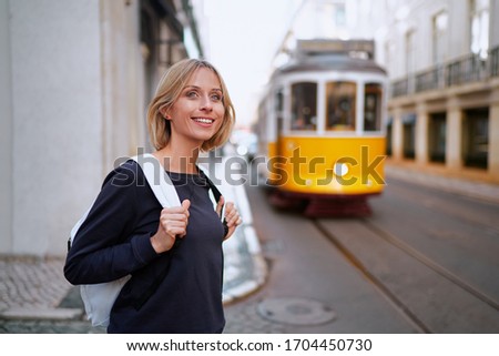 Similar – Image, Stock Photo Blonde Girl in Train